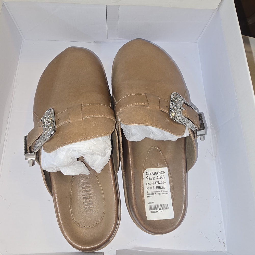 Schutz Tan Women's Slip-On Loafers